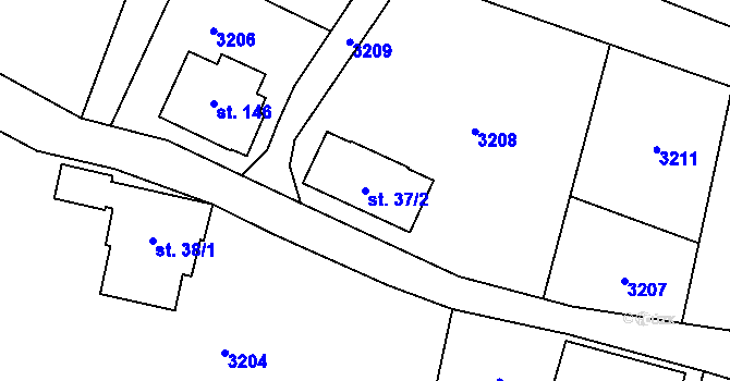 Parcela st. 37/2 v KÚ Neratov v Orlických horách, Katastrální mapa