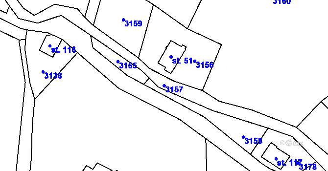 Parcela st. 3157 v KÚ Neratov v Orlických horách, Katastrální mapa