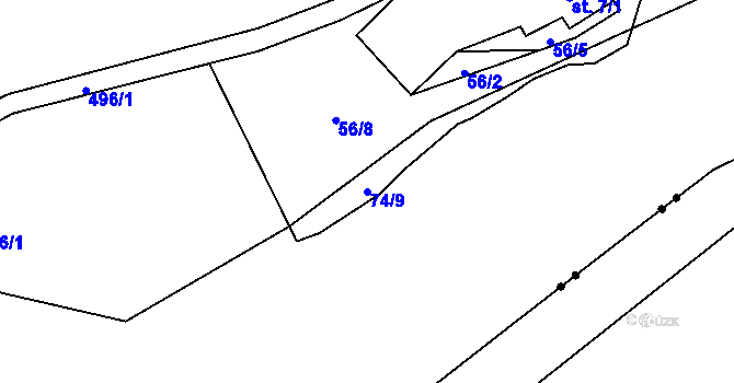 Parcela st. 74/9 v KÚ Nová Ves v Orlických horách, Katastrální mapa