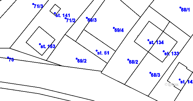 Parcela st. 51 v KÚ Bařice, Katastrální mapa