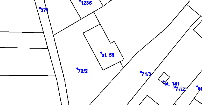 Parcela st. 55 v KÚ Bařice, Katastrální mapa