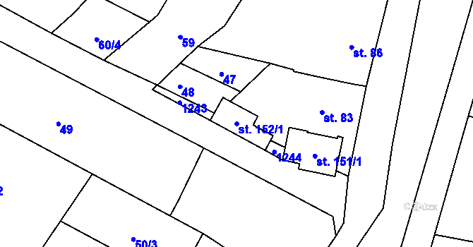 Parcela st. 152/1 v KÚ Bařice, Katastrální mapa