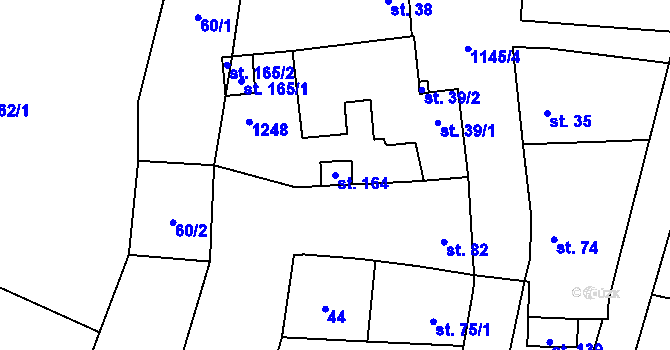 Parcela st. 164 v KÚ Bařice, Katastrální mapa