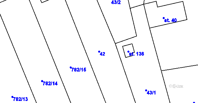 Parcela st. 42 v KÚ Velké Těšany, Katastrální mapa
