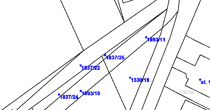 Parcela st. 1837/25 v KÚ Velké Těšany, Katastrální mapa