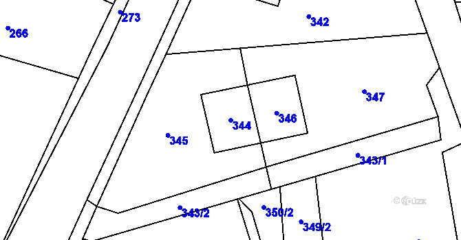 Parcela st. 344 v KÚ Baška, Katastrální mapa