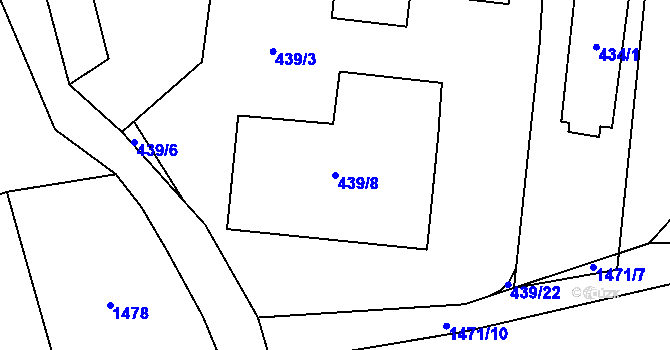 Parcela st. 439/8 v KÚ Baška, Katastrální mapa