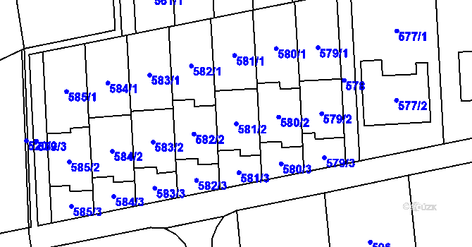 Parcela st. 581/2 v KÚ Baška, Katastrální mapa