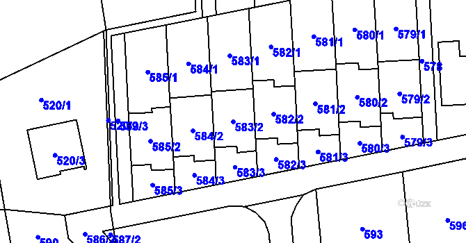 Parcela st. 583/2 v KÚ Baška, Katastrální mapa