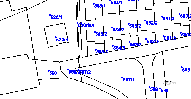 Parcela st. 585/3 v KÚ Baška, Katastrální mapa