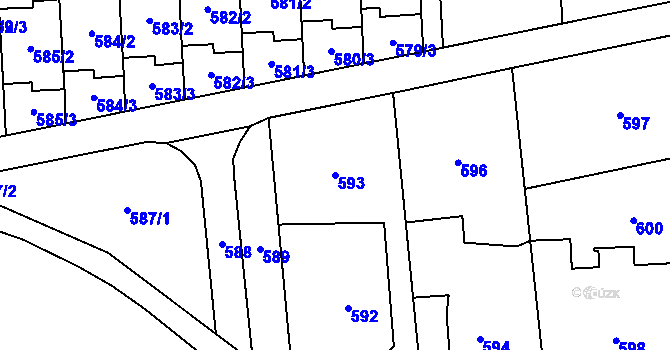 Parcela st. 593 v KÚ Baška, Katastrální mapa
