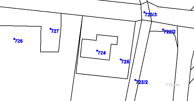 Parcela st. 724 v KÚ Baška, Katastrální mapa