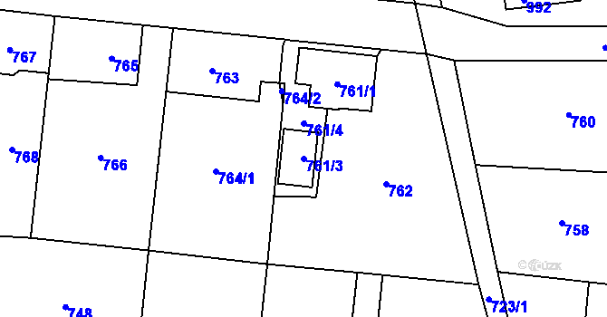 Parcela st. 761/3 v KÚ Baška, Katastrální mapa
