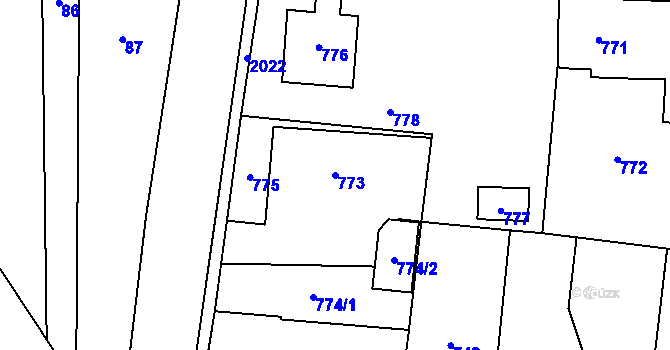 Parcela st. 773 v KÚ Baška, Katastrální mapa