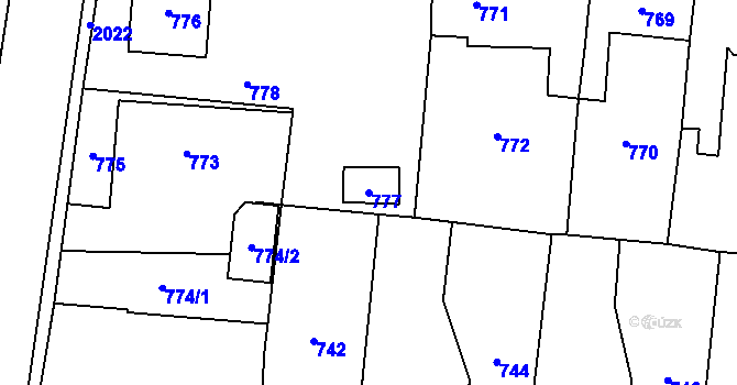 Parcela st. 777 v KÚ Baška, Katastrální mapa