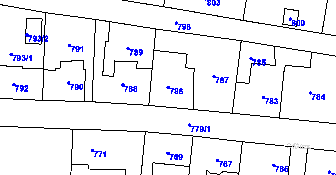 Parcela st. 786 v KÚ Baška, Katastrální mapa