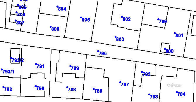 Parcela st. 796 v KÚ Baška, Katastrální mapa