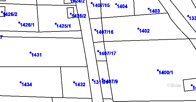 Parcela st. 1407/17 v KÚ Baška, Katastrální mapa