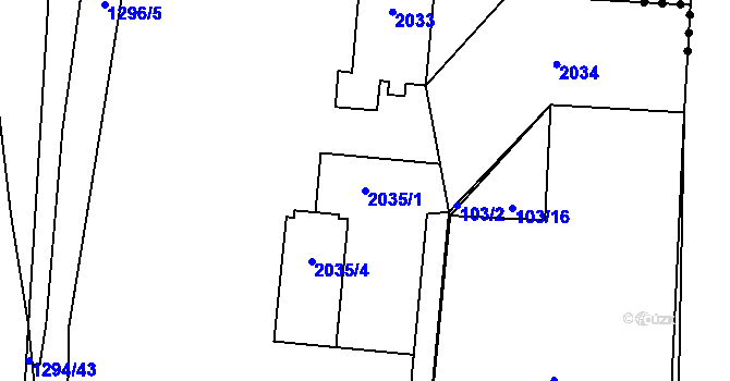 Parcela st. 2035/1 v KÚ Baška, Katastrální mapa