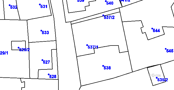 Parcela st. 537/1 v KÚ Baška, Katastrální mapa