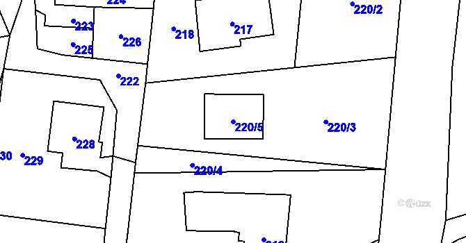 Parcela st. 220/5 v KÚ Baška, Katastrální mapa