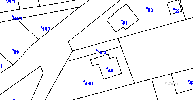 Parcela st. 49/2 v KÚ Hodoňovice, Katastrální mapa