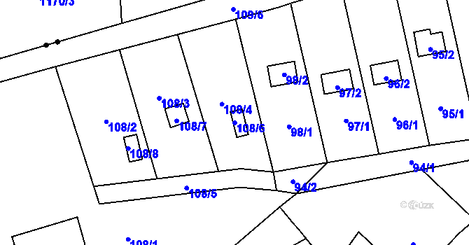 Parcela st. 108/6 v KÚ Hodoňovice, Katastrální mapa