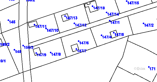 Parcela st. 147/6 v KÚ Hodoňovice, Katastrální mapa