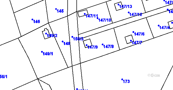 Parcela st. 147/9 v KÚ Hodoňovice, Katastrální mapa