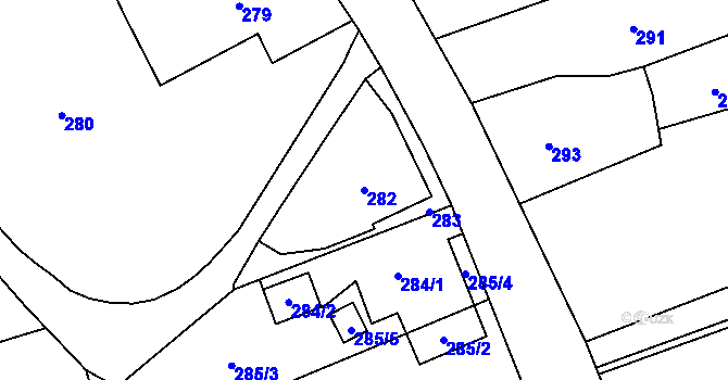 Parcela st. 282 v KÚ Hodoňovice, Katastrální mapa