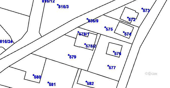 Parcela st. 578/2 v KÚ Hodoňovice, Katastrální mapa
