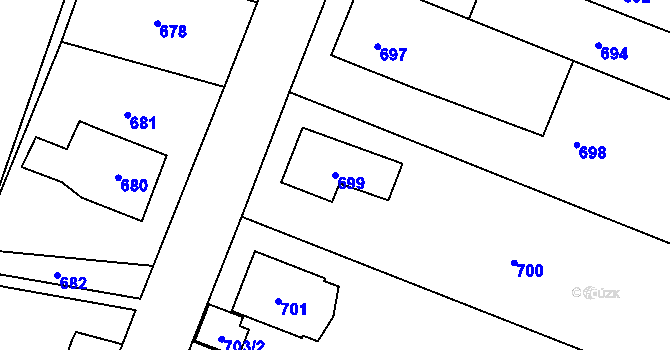 Parcela st. 699 v KÚ Hodoňovice, Katastrální mapa