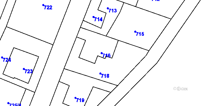 Parcela st. 716 v KÚ Hodoňovice, Katastrální mapa