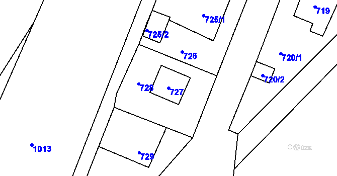 Parcela st. 727 v KÚ Hodoňovice, Katastrální mapa