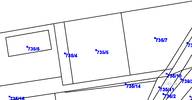 Parcela st. 735/5 v KÚ Hodoňovice, Katastrální mapa