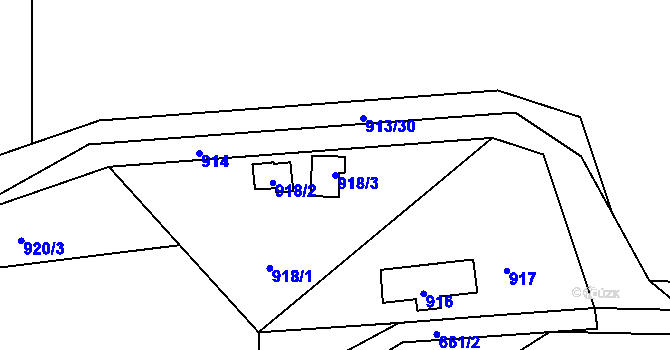Parcela st. 918/3 v KÚ Hodoňovice, Katastrální mapa