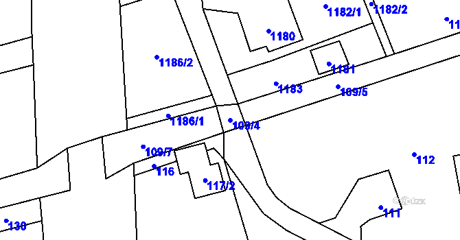 Parcela st. 109/4 v KÚ Hodoňovice, Katastrální mapa