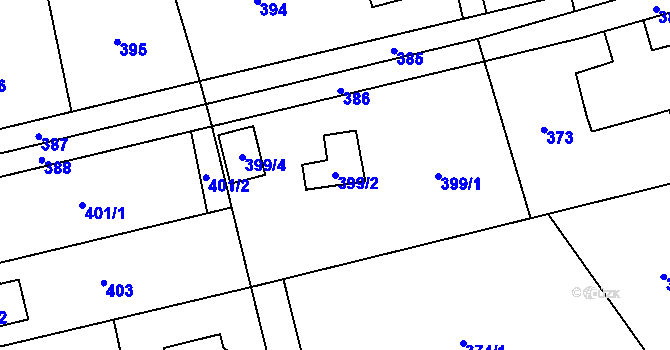Parcela st. 399/2 v KÚ Hodoňovice, Katastrální mapa