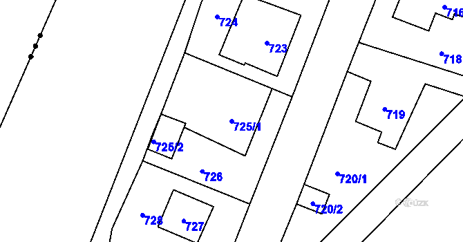 Parcela st. 725/1 v KÚ Hodoňovice, Katastrální mapa