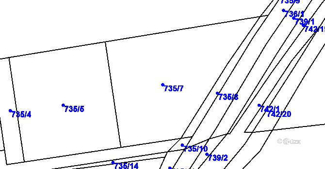 Parcela st. 735/7 v KÚ Hodoňovice, Katastrální mapa