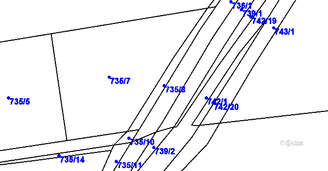 Parcela st. 735/8 v KÚ Hodoňovice, Katastrální mapa
