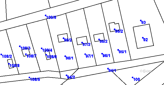 Parcela st. 97/2 v KÚ Hodoňovice, Katastrální mapa