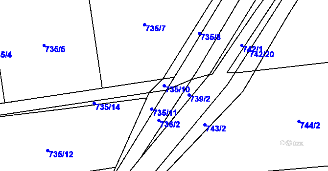 Parcela st. 735/10 v KÚ Hodoňovice, Katastrální mapa