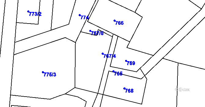 Parcela st. 767/4 v KÚ Hodoňovice, Katastrální mapa