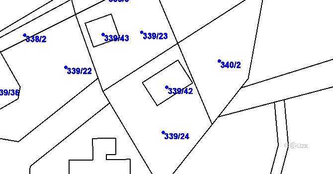 Parcela st. 339/42 v KÚ Kunčičky u Bašky, Katastrální mapa