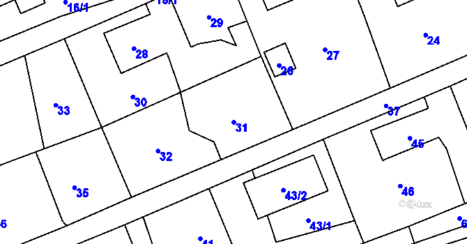 Parcela st. 31 v KÚ Kunčičky u Bašky, Katastrální mapa