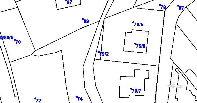 Parcela st. 79/2 v KÚ Kunčičky u Bašky, Katastrální mapa