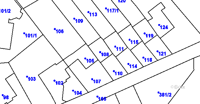 Parcela st. 108 v KÚ Kunčičky u Bašky, Katastrální mapa