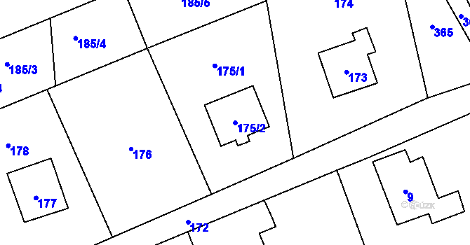 Parcela st. 175/2 v KÚ Kunčičky u Bašky, Katastrální mapa