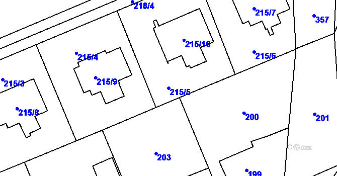 Parcela st. 215/5 v KÚ Kunčičky u Bašky, Katastrální mapa